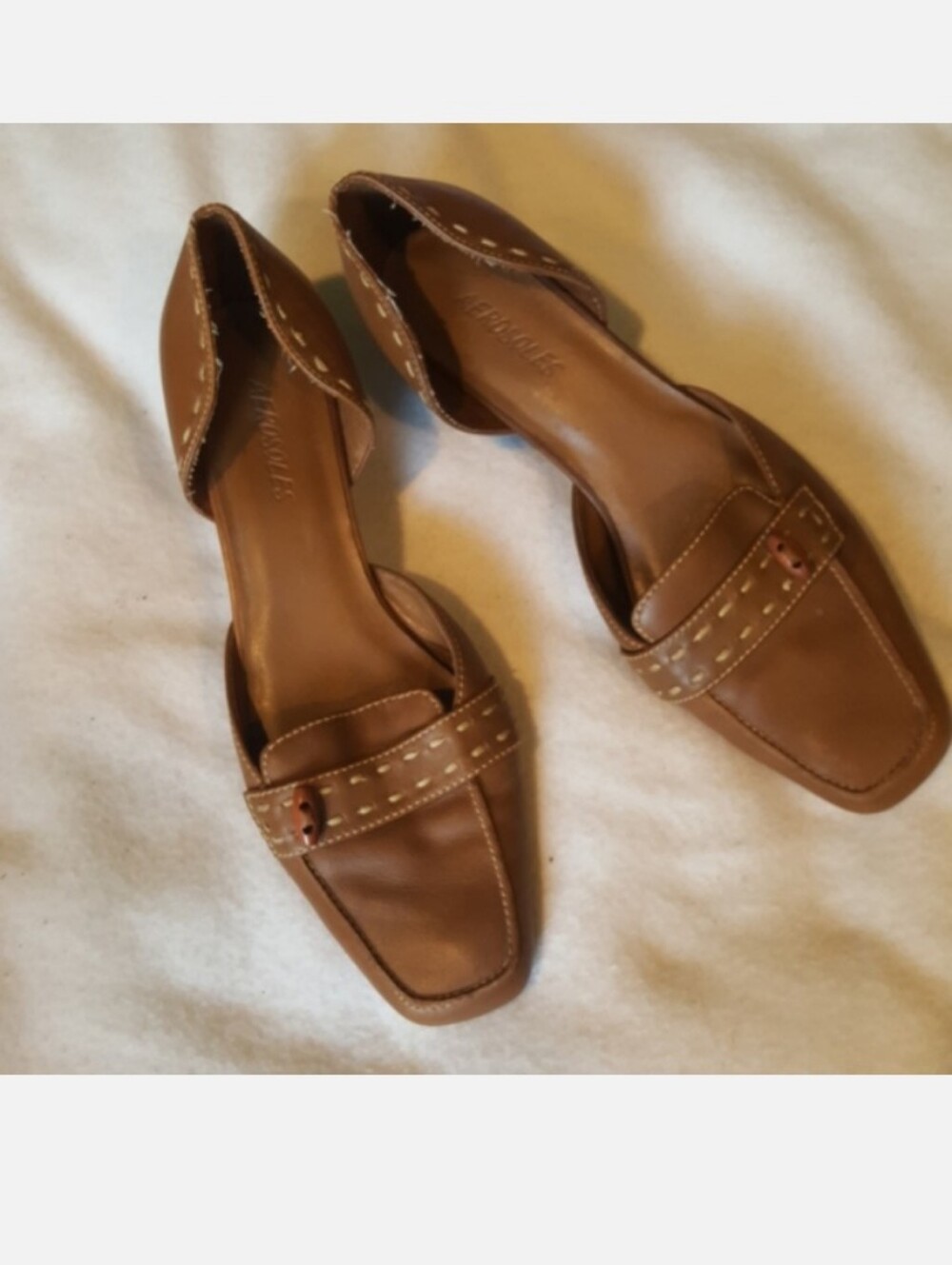 Vintage 2000s Aerosoles Contrast Seam Square Toe Heels Sz 7.5